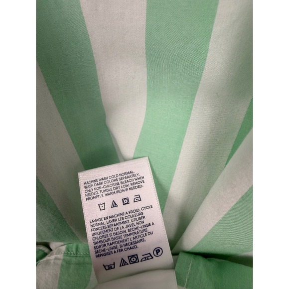Lands' End Womens XL 18 Green White Striped Cotton Button Down Shirt Long Sleeve - Picture 6 of 6